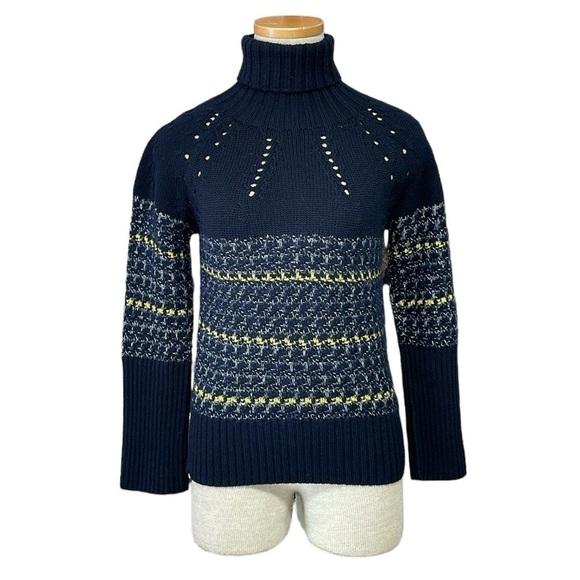 Les Copains Sweater Women's XS Extra Small IT 42 Blue Wool Knit Turtleneck - Picture 1 of 14